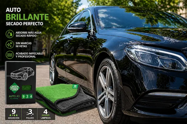 Auto brillante con secado perfecto sin marcas usando Green Fiber A5