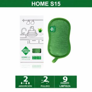 esponja de microfibra home s15 green fiber para lavar platos sin quimicos
