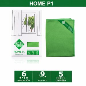 Fibra P1 Greenfiber para limpieza de vidrios sin dejar marcas
