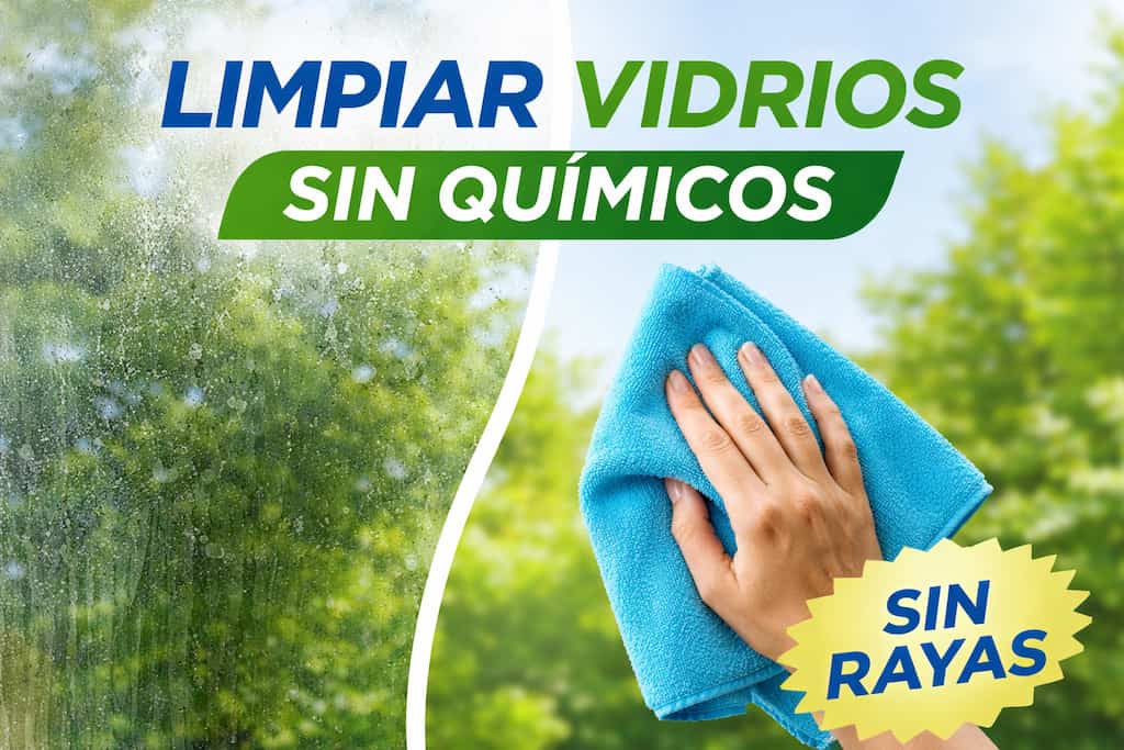 Limpieza de vidrios sin químicos con paño de microfibra