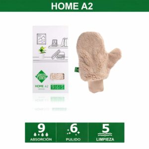 Manopla microfibra limpieza hogar Green Fiber A2 beige sin rayas